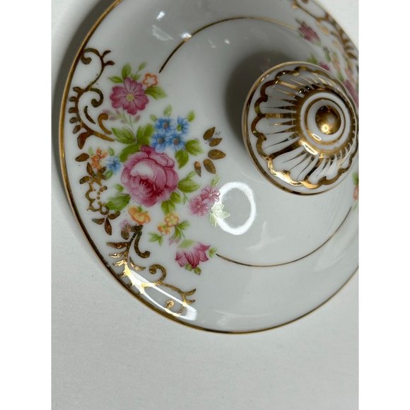 Maruichi Sugar Bowl Creamer Server China Set 40s Pink Roses Gold Discontinued - Picture 11 of 16